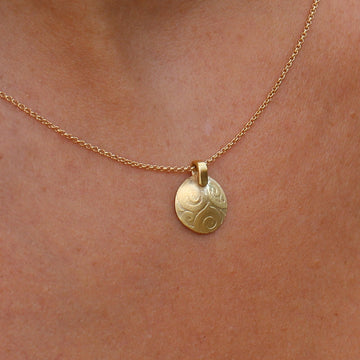 Gold necklace for women, Gold plated circle pendant necklace, Dainty everyday necklace, Artisan boho necklace, Bohemian jewelry gift for her